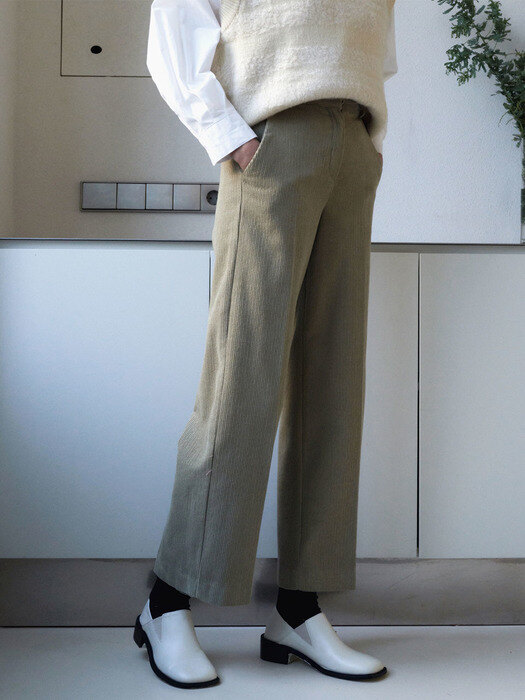 Vivid corduroy wide pants - khaki