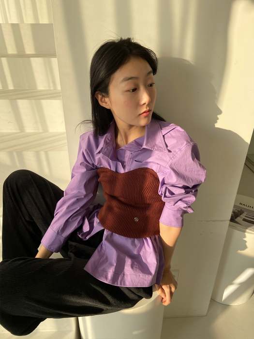 Stitch Pocket Basic Shirt_Purple