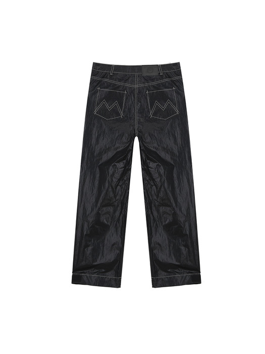 STITCH DETAILED TRUCKER PANTS IN BLACK