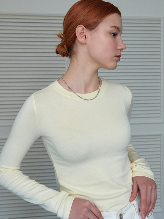 Lossy Fitted Long-Sleeved T-Shirt Light Yellow
