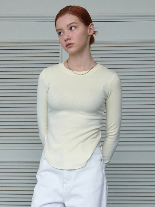 Lossy Fitted Long-Sleeved T-Shirt Light Yellow