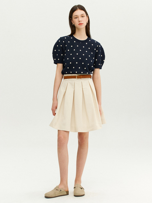 FRIULI Stitch point tucked skirt (Cream/Beige/Black)