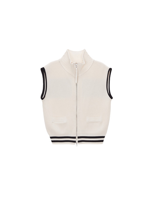 SPELL POINT STRIPE KNIT VEST IN IVORY