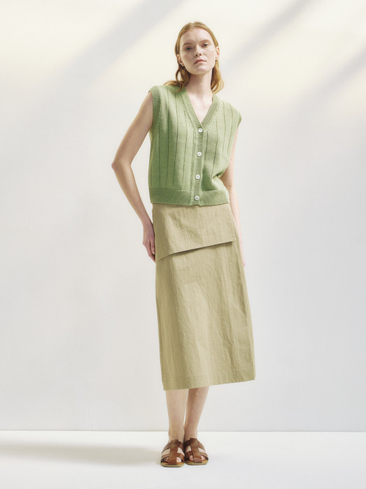 Paper knit vest (apple green)