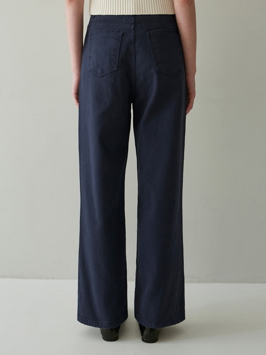 WIDE COTTON COLOR PANTS_NAVY