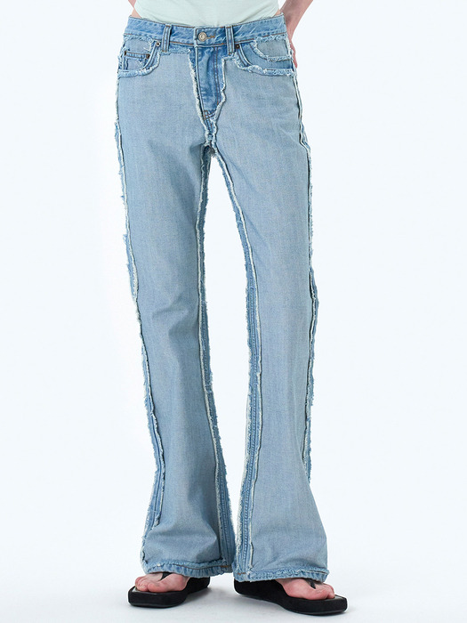 UNDERJEANS REVERSE BOOT CUT DENIM PANTS LIGHT BLUE