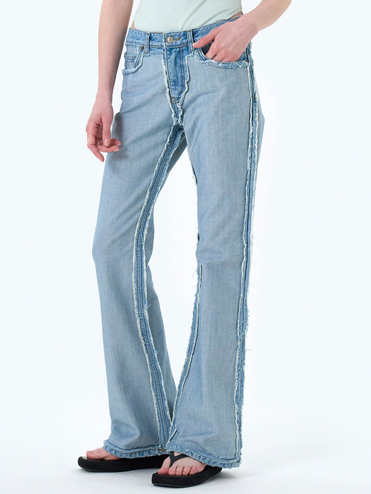 UNDERJEANS REVERSE BOOT CUT DENIM PANTS LIGHT BLUE