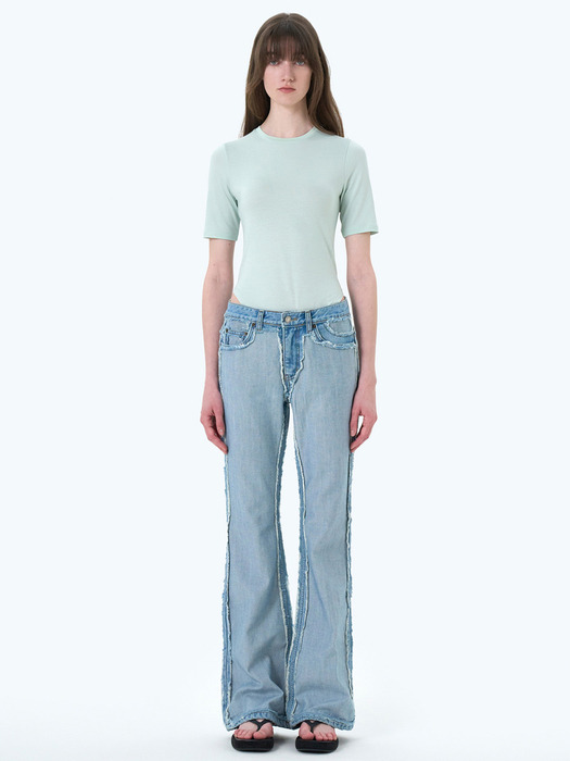 UNDERJEANS REVERSE BOOT CUT DENIM PANTS LIGHT BLUE