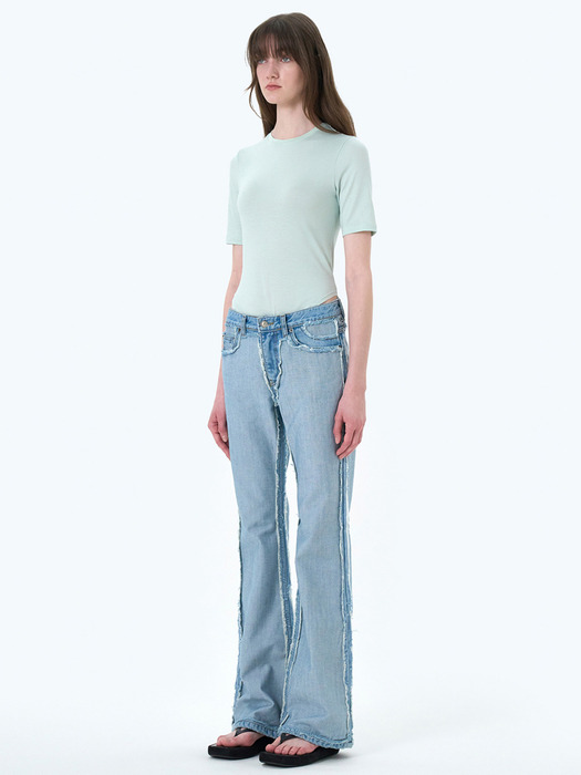 UNDERJEANS REVERSE BOOT CUT DENIM PANTS LIGHT BLUE