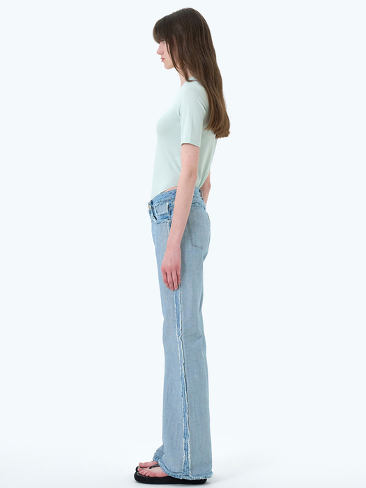 UNDERJEANS REVERSE BOOT CUT DENIM PANTS LIGHT BLUE