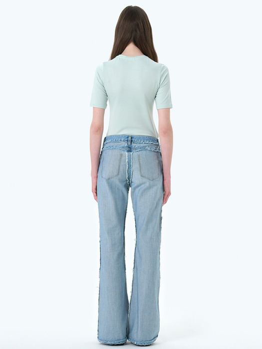 UNDERJEANS REVERSE BOOT CUT DENIM PANTS LIGHT BLUE