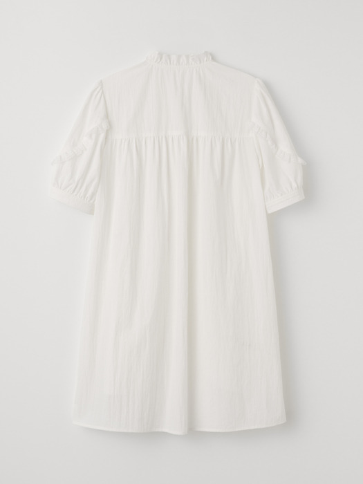 LACE FRILL NECK DRESS_WHITE