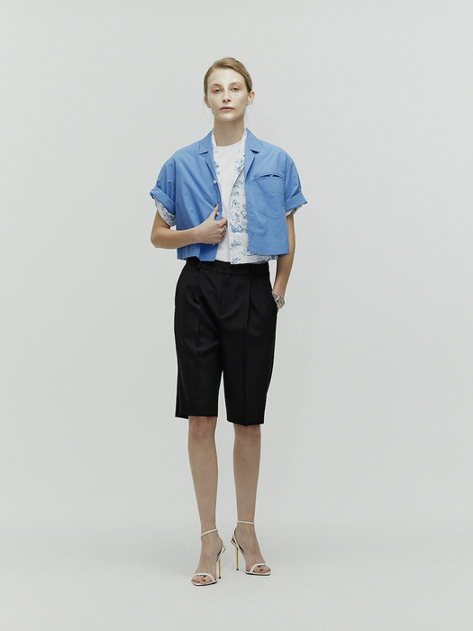 SOLID CRISP CROPPED SHIRT_BLUE