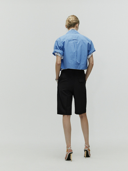 SOLID CRISP CROPPED SHIRT_BLUE