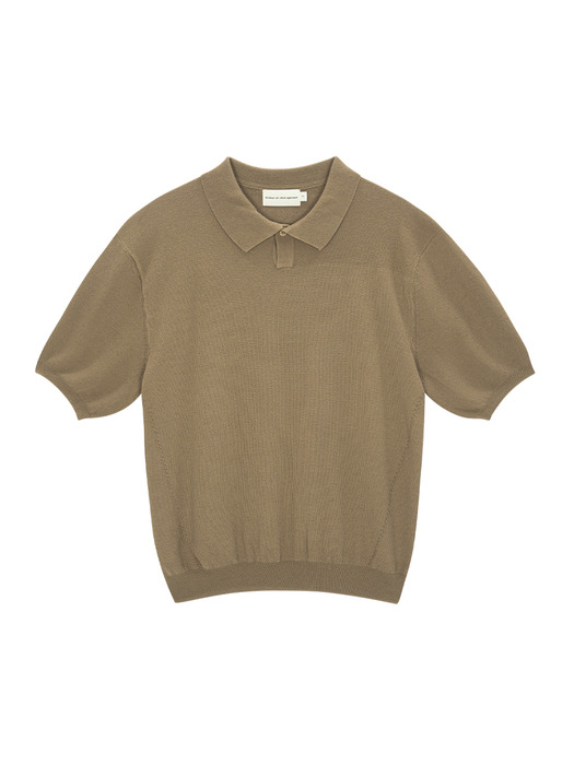 Linen collar half 1/2 knit (beige)
