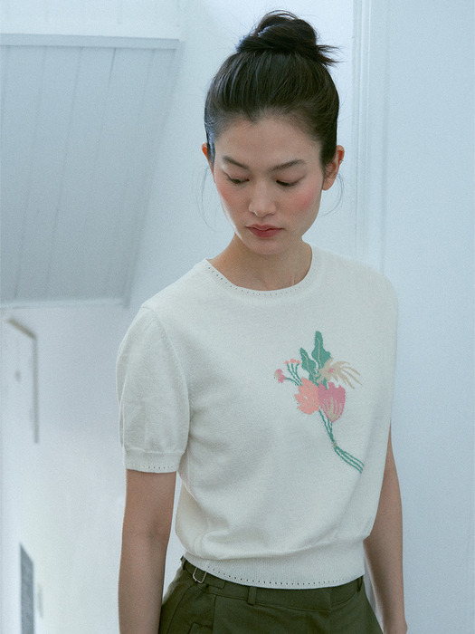 FLOWER CROPPED KNIT_IVORY