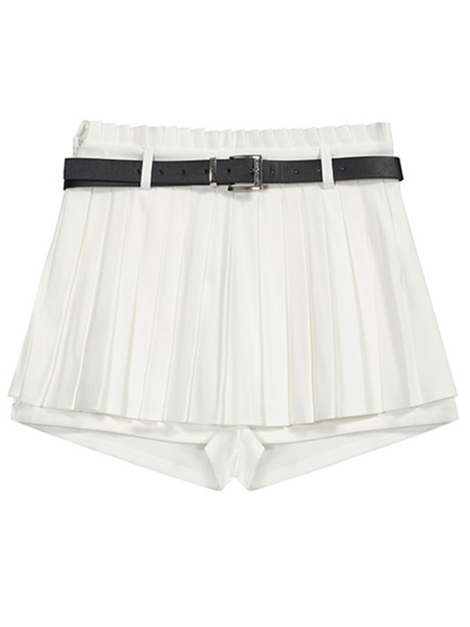 Belted Pleats Skirt Pants [2color]