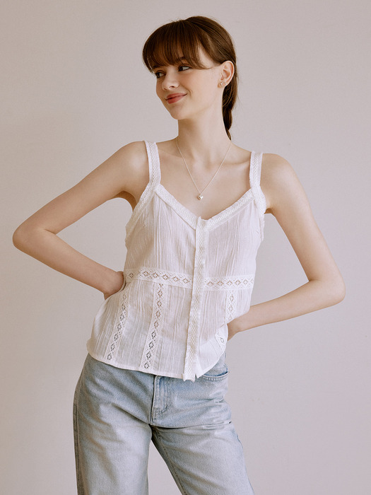 Kitten sleeveless blouse (white)