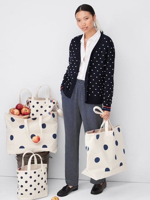 THE OVER THE SHOULDER DOT TOTE - CANVAS