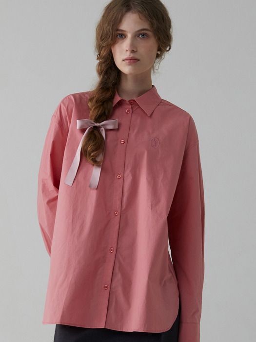Overfit Cotton Shirt_Rose Pink