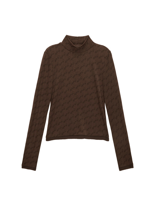 MATIN LETTERING TURTLE NECK LIGHT TOP IN BROWN