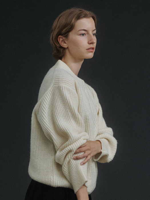 Shetland wool henri-neck pullover (Ivory)