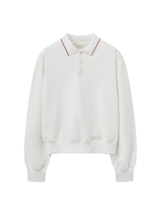 MOONSUN Logo Collar Sweat Shirt / White Red