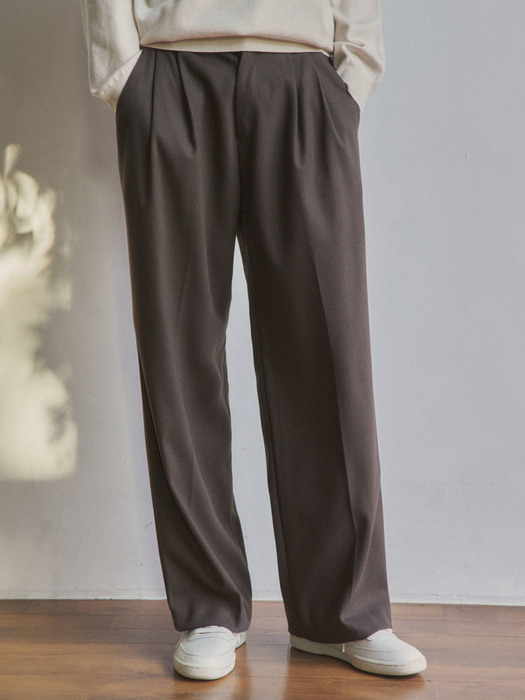 Likewool two-tuck semi-wide slacks(4col)