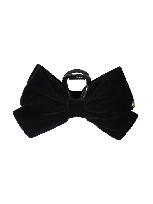 regular_double ribbon velvet hair clip_black HC031