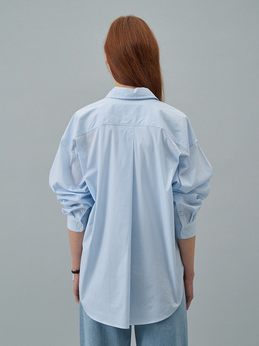 Stripe Embroidery Shirt[LMBDSPSH302]-Sky Blue