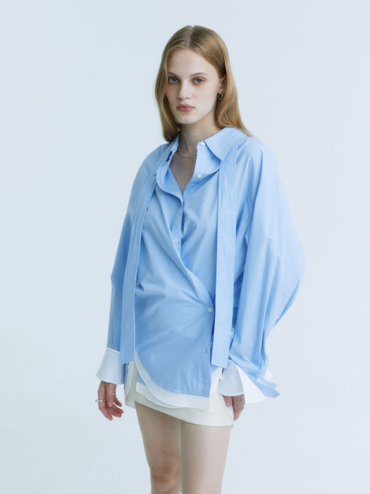 MARIA Double Layered Cuffs Shirts_Blue