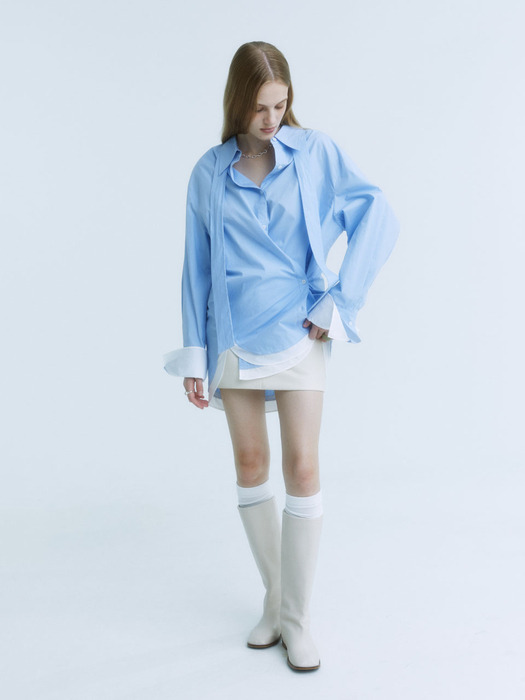 MARIA Double Layered Cuffs Shirts_Blue