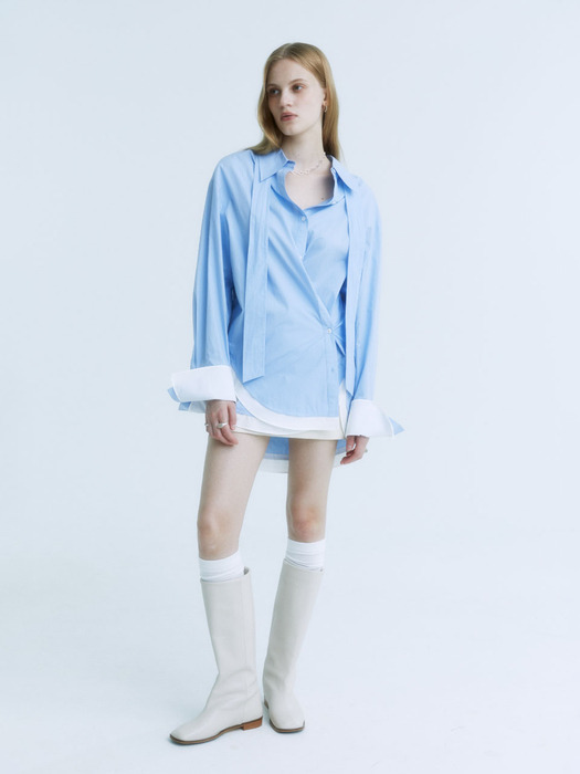 MARIA Double Layered Cuffs Shirts_Blue