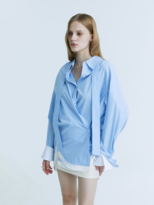 MARIA Double Layered Cuffs Shirts_Blue