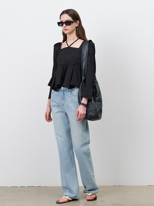 24 Spring_ Black Flare Blouse