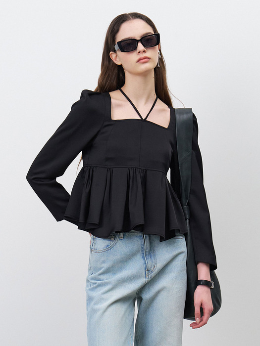 24 Spring_ Black Flare Blouse