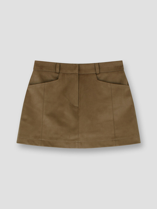 suede miniskirt w_brown