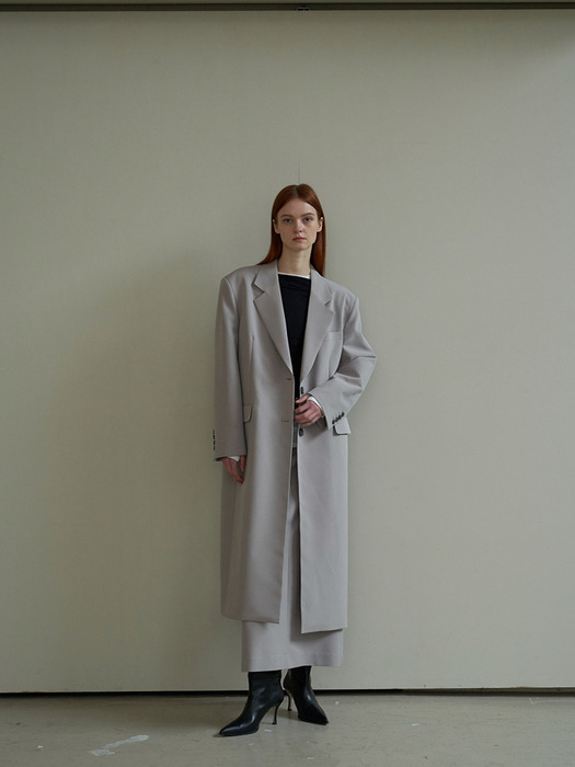Classic Tailered Long Coat Gray