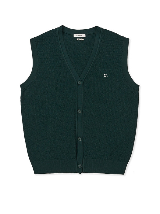 [24SS clove] Button-up Knit Vest (Dark Green)