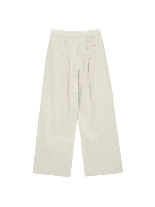 Linen Cross Pintuck Wide Pants - oatmeal