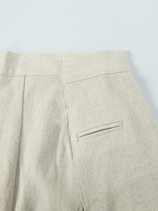 Linen Cross Pintuck Wide Pants - oatmeal