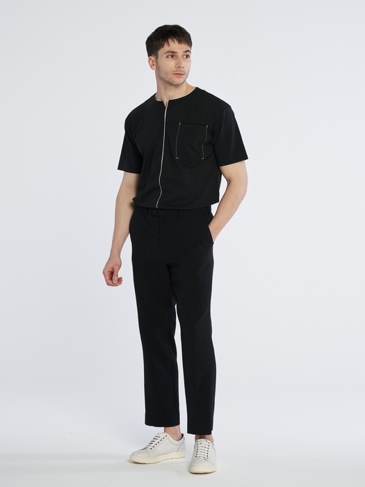 [M~5XL] Loose Fit Set-up Hidden Banding Slacks_black