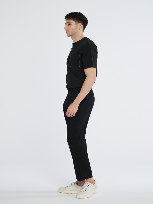 [M~5XL] Loose Fit Set-up Hidden Banding Slacks_black