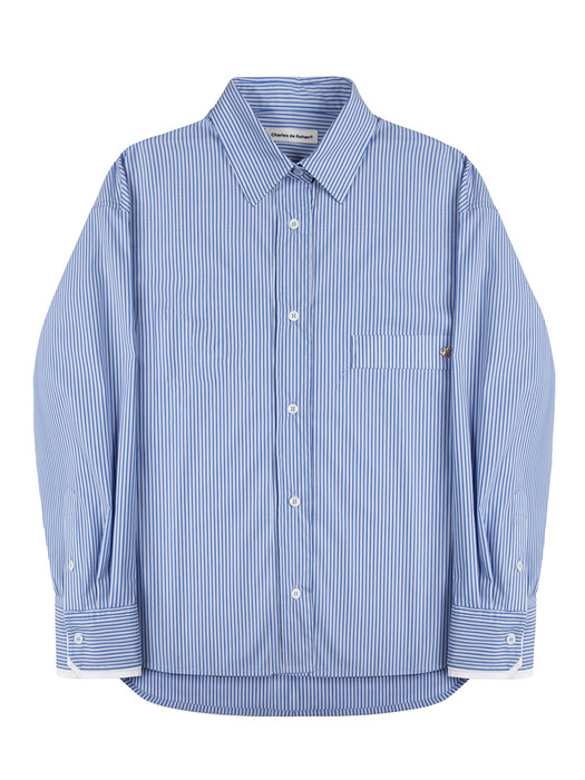 24SS Rohan stripe loose-fit shirt_Blue