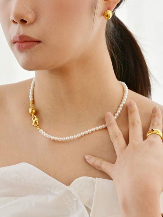 24 Gold ball pearl Necklace-silver925