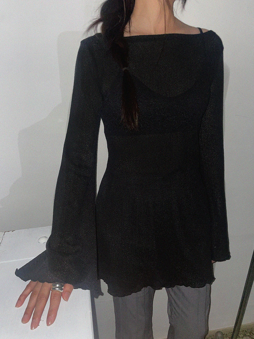 Bell Sleeves Mini Dress Black