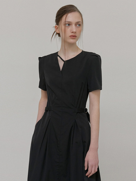 Neck Strap Belt Dress, Black