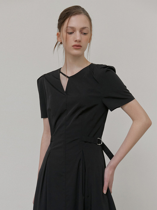 Neck Strap Belt Dress, Black