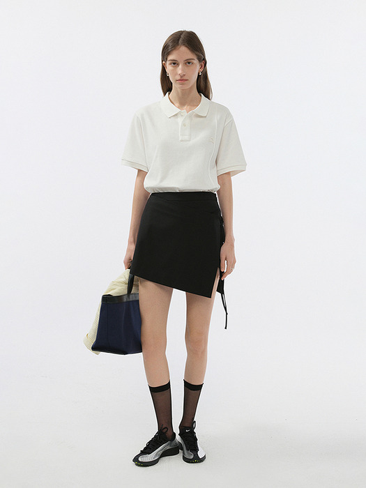 UNISEX LEATHER LOGO POLO SHIRT OFF WHITE_UDTS5B122OW - Image 2