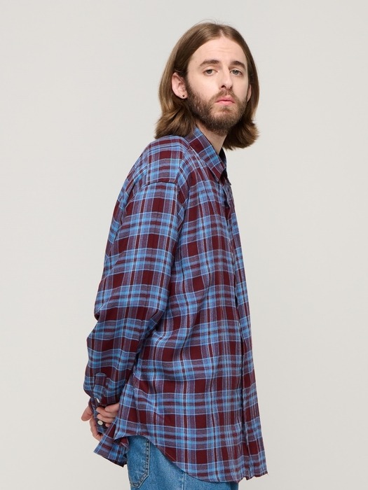 CB FORMING OVER CHECK SHIRT (WINE)